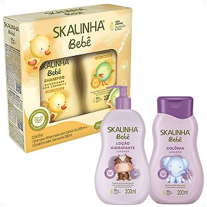 Kit Skalinha Bebê Glicerinado Com Camomila: Shampoo e Condicionador 200ml + Colônia E Loção Hidratante Lavanda 200ml