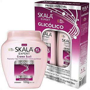 Kit Skala Expert Glicólico: Shampoo e Condicionador 200ml + Creme de Tratamento 1000g