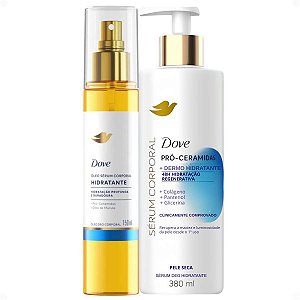 Kit Dove Hidratante Pró-ceramidas: Óleo Deo Corporal 150ml e Sérum Deo Hidratante 380ml