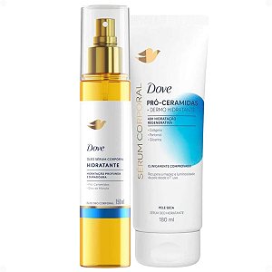 Kit Dove Hidratante Pró-Ceramidas: Óleo Sérum Deo Corporal 150ml e Sérum Deo Hidratante 180ml