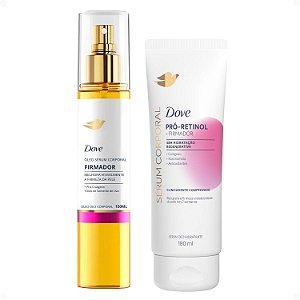 Kit Dove Firmador Colágeno: Óleo Sérum Deo Corporal 150ml e Sérum Deo Hidratante 180ml
