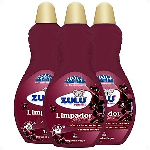 Kit Coala Zulu Perfumes: 3 Limpadores Perfumados Orquídea Negra 1L