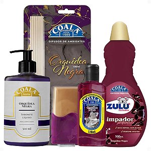 Kit Coala Orquídea Negra: Sabonete Líquido, Difusor de Aroma, Limpador Concentrado 120ml e Limpador Zulu 500ml