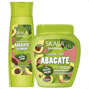 Kit Skala Abacate Com Óleo De Rícino: Shampoo 325ml e Creme De Tratamento 1000g