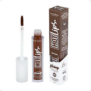 Gloss Labial Vizzela Hot Lips Efeito Plump Brown