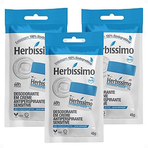 Kit Herbíssimo Refil Sensitive: 3 Desodorantes Cremes Antiperspirantes 45g