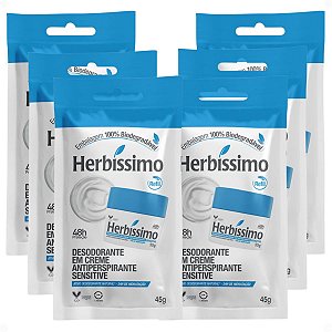 Kit Herbíssimo Refil Sensitive: 6 Desodorantes Cremes Antiperspirantes 45g