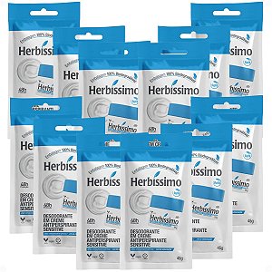 Kit Herbíssimo Refil Sensitive: 12 Desodorantes Cremes Antiperspirantes 45g