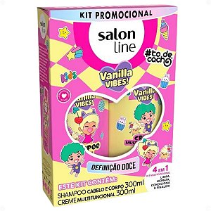 Kit Salon Line Kids Vanilla Vibes! #ToDeCacho: Shampoo Cabelo e Corpo e Creme Multifuncional 300ml