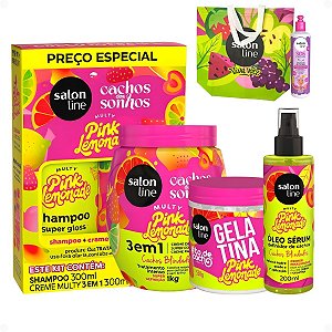 Kit Salon Line Pink Lemonade Cachos Dos Sonhos Completo + Mimos