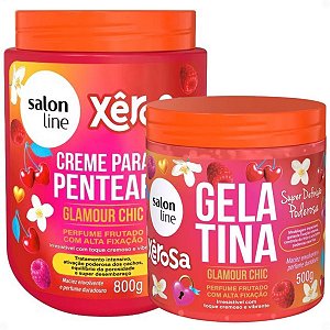 Kit Salon Line Xêrosa Glamour Chic: Creme Para Pentear 800g e Gelatina Capilar 500g