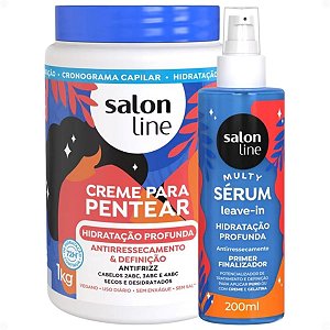 Kit Salon Line Hidratação Profunda: Creme Para Pentear 1kg e Sérum Leave-in Capilar 200ml