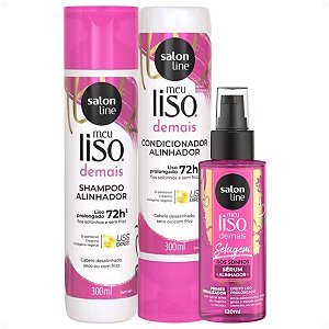 Kit Salon Line Meu Liso Demais: Shampoo, Condicionador 300ml e Sérum Alinhador Capilar 120ml