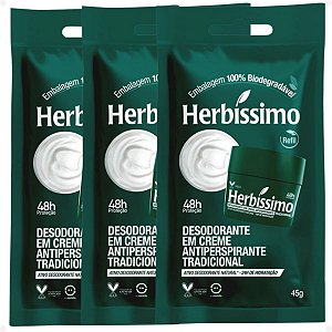 Kit Herbíssimo Refil Tradicional: 3 Desodorantes Cremes Antiperspirantes 45g