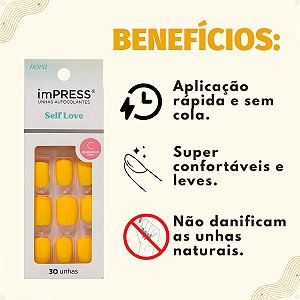 Unhas Autocolantes Kiss New York Quadrado Curto Caution Imc02b