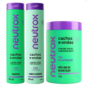 Kit Neutrox Cachos e Ondas: Shampoo, Condicionador 300ml e Máscara De Hidratação 1kg