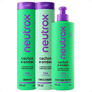 Kit Neutrox Cachos e Ondas: Shampoo, Condicionador 300ml e Creme Para Pentear