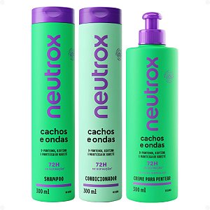 Kit Neutrox Cachos e Ondas: Shampoo, Condicionador 300ml e Creme Para Pentear