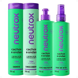 Kit Neutrox Cachos e Ondas: Shampoo, Condicionador 300ml, Creme Para Pentear e Spray Day After 300ml