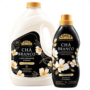 Kit Coala Laundry Chá Branco: Lava-Roupas Líquido 3L e Amaciante Concentrado 1L