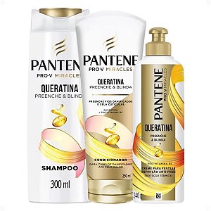 Kit Pantene Pro-V Queratina: Shampoo 300ml, Condicionador 250ml e Creme Para Pentear 240g