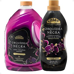 Kit Coala Laundry Orquídea Negra: Lava-Roupas Líquido 3L e Amaciante Concentrado 1L