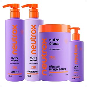 Kit Neutrox Nutre Óleos: Shampoo, Condicionador 500ml, Máscara 1kg e Leave-in Capilar 200ml