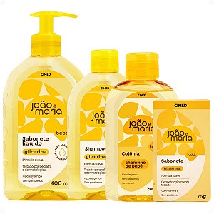 Kit Cimed João e Maria: Sabonete Liquído 400ml, Shampoo 200ml,  Sabonete em Barra 75g e Colônia 200ml