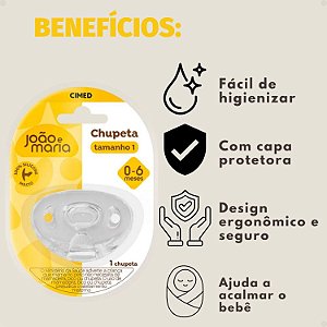 Chupeta De Silicone Cimed João e Maria 0-6 Meses Tamanho 1
