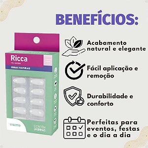 Unhas Postiças Naturais Ricca Belliz I'm A Natural Stiletto Cód. 2278