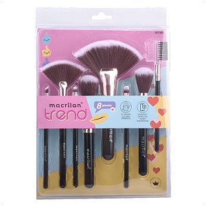 Kit Com 8 Pincéis Macrilan Trend Preto Mt06