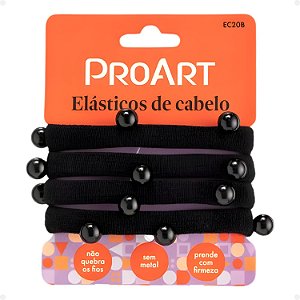 Elásticos De Cabelo Proart Cor Preto Com Bolinhas Ec20b