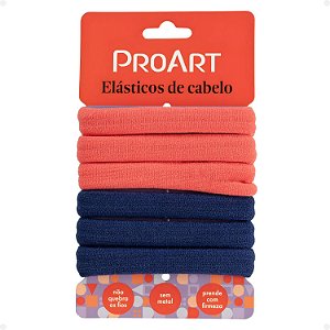 Elásticos De Cabelo Proart Cor Azul e Laranja Ec19b