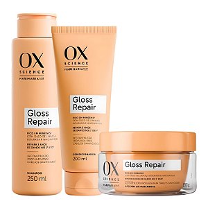 Kit Ox Science Mari Maria Hair Gloss Repair: Shampoo 250ml, Condicionador 200ml e Máscara De Tratamento 180g