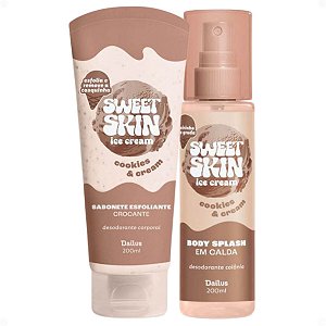 Kit Dailus Sweet Skin Ice Cream Cookies e Cream: Sabonete Esfoliante Corporal e Body Splash 200ml