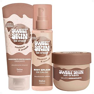 Kit Dailus Sweet Skin Ice Cream Cookies e Cream: Sabonete Esfoliante, Hidratante Corporal e Body Splash 200ml