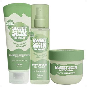 Kit Dailus Sweet Skin Ice Cream Mousse De Pistache: Sabonete Esfoliante, Hidratante Corporal e Body Splash 200ml