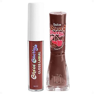 Kit Dailus Choco Cherry Pudim De Chocolate: Gloss Labial 4ml e Esmalte Cremoso 8ml