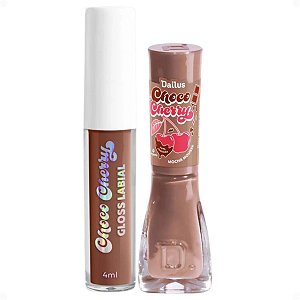 Kit Dailus Choco Cherry Mocha Mousse: Gloss Labial 4ml e Esmalte Cremoso 8ml