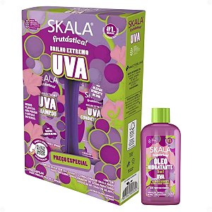 Kit Skala Frutástica! Uva: Shampoo 325ml, Condicionador 200ml e Óleo Capilar 90ml