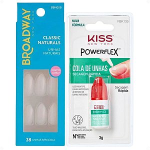 Kit Kiss New York: Unhas Postiças Stiletto Longo Power e Cola De Unhas 3g