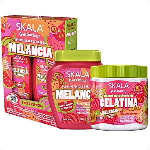 Kit Skala Frutástica Melancia: Shampoo 325ml, Condicionador 200ml, Creme De Tratamento 1000g e Gelatina 550g