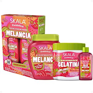 Kit Skala Frutástica Melancia: Shampoo 325ml, Condicionador 200ml, Creme De Tratamento 1000g, Gelatina 550g e Óleo 90ml