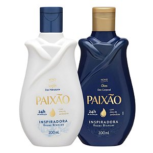 Kit Paixão Inspiradora Rosas Brancas: Loção Hidratante e Óleo Corporal 200ml