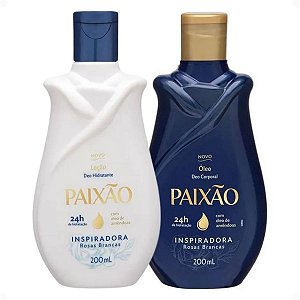 Kit Paixão Inspiradora Rosas Brancas: Loção Hidratante e Óleo Corporal 200ml