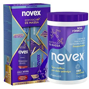 Kit Novex Reposição De Massa: Shampoo 300ml, Recarga Capilar 80g e Creme De Tratamento 1kg