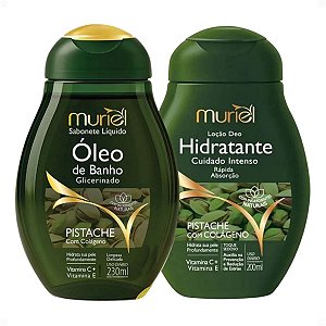Kit Muriel Pistache Com Colágeno: Sabonete Óleo De Banho 230ml e Loção Deo Hidratante 200ml