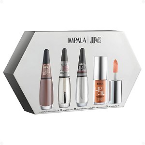 Kit Impala Ju Paes Virando O Jogo Peça Rara: Esmalte, Verniz Gloss, Sérum e Lip Oil