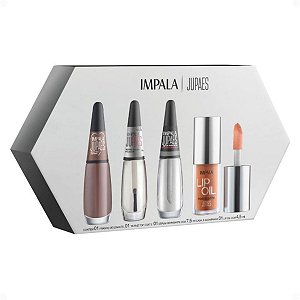 Kit Impala Ju Paes Virando O Jogo Peça Rara: Esmalte, Verniz Gloss, Sérum e Lip Oil