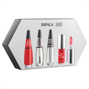 Kit Impala Ju Paes Virando O Jogo Aposta Alta: Esmalte, Verniz Gloss, Sérum e Lip Oil